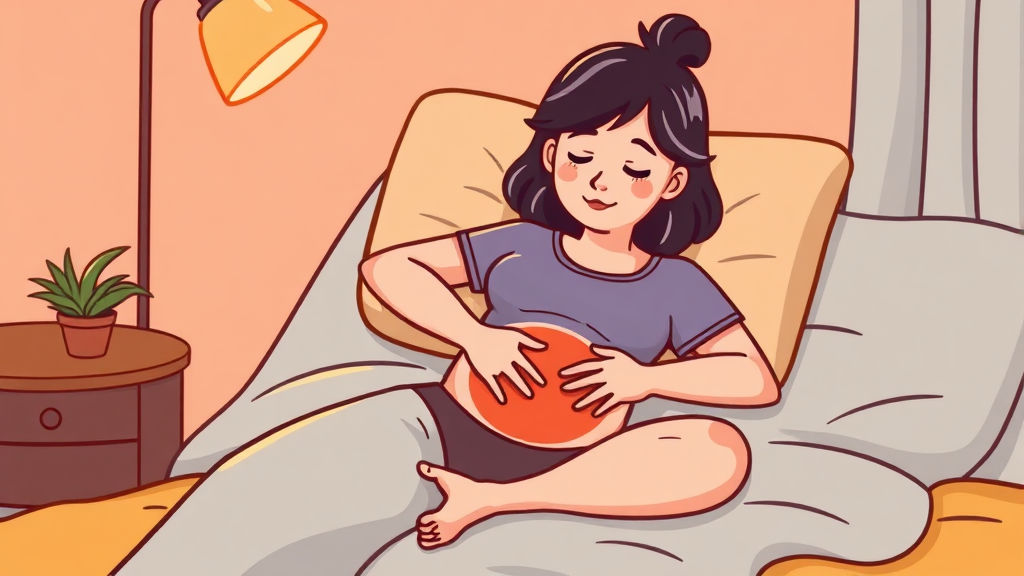 가스 배출을 돕는 효과적인 자세와 마사지 (cartoon 스타일)