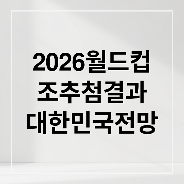 2026월드컵
조추첨결과
대한민국전망 (2026 월드컵 조추첨 결과)