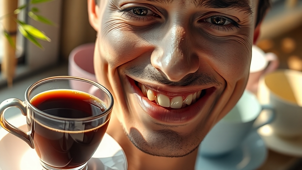 카페인이 치아 신경에 미치는 영향 (realistic 스타일)