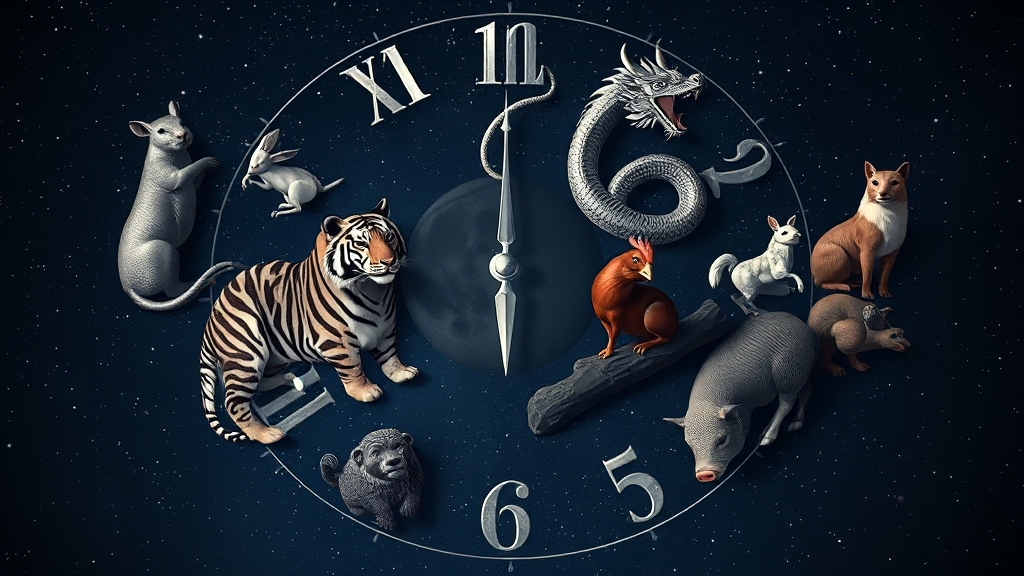 12간지와 시간: 하루, 한 해, 인생 (realistic 스타일)