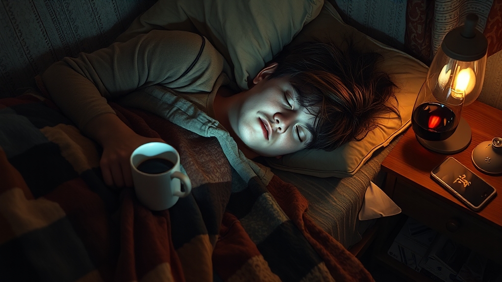 숙면 방해! 피해야 할 것들 (realistic 스타일)