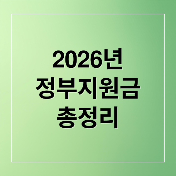 2026년
정부지원금
총정리 (2026년 정부 보조금 총정리, 지금 신청 안 하면 사라지는 숨은 지원금까지 한 번에 확인하세요)