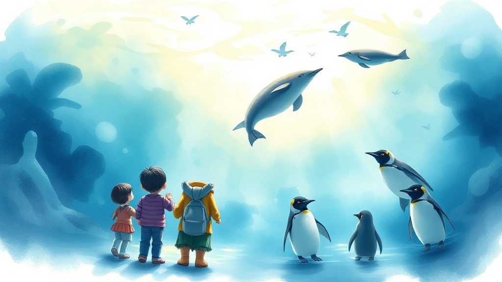 가족과 함께하는 롯데월드 아쿠아리움 관람 꿀팁 (watercolor 스타일)