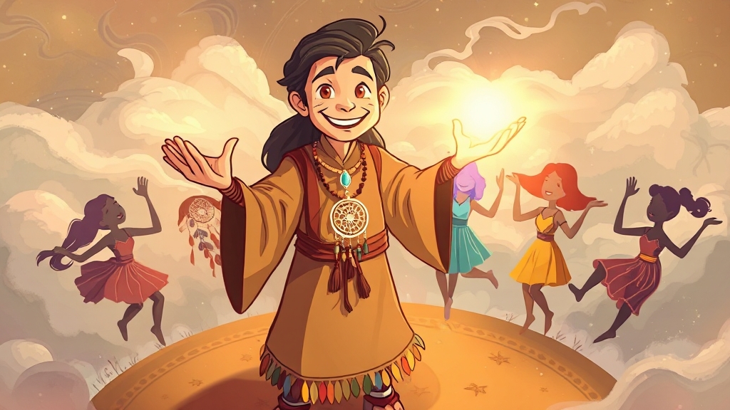 꿈속 무당의 모습에 따른 해몽 (cartoon 스타일)