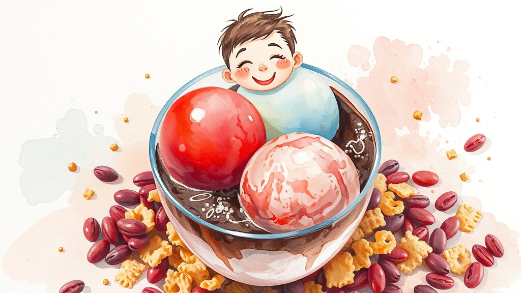 팥빙 젤라또 파르페 맛은? (watercolor 스타일)