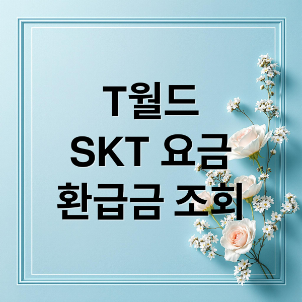 T월드
SKT 요금
환급금 조회 (SKT 요금 조회 T월드)