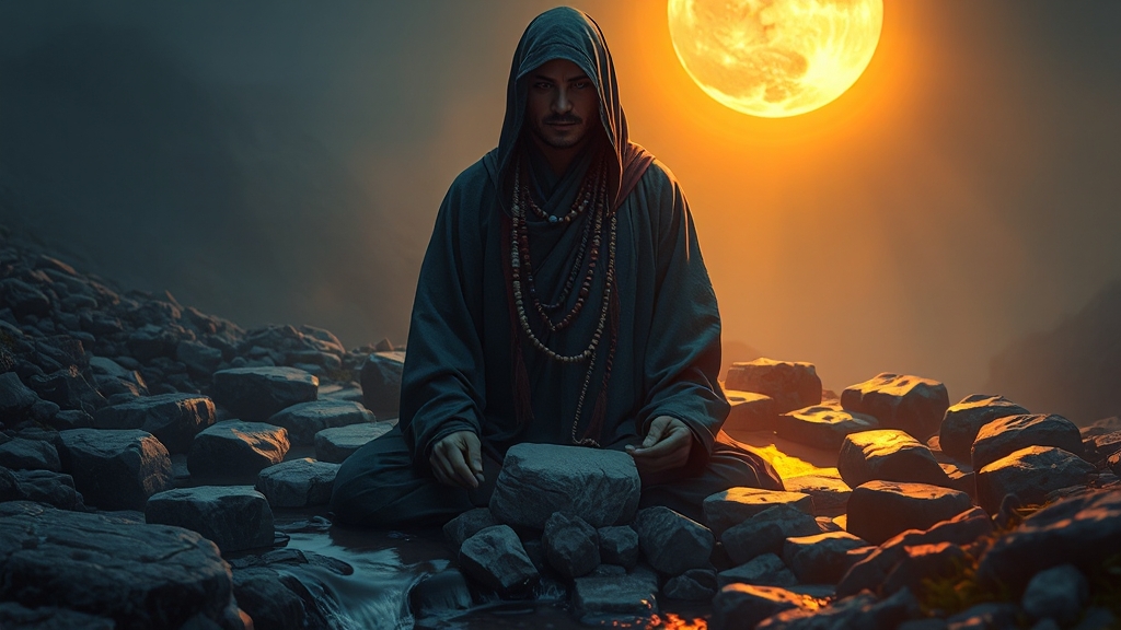 무당이 나오는 꿈: 다양한 상황과 해석 (realistic 스타일)