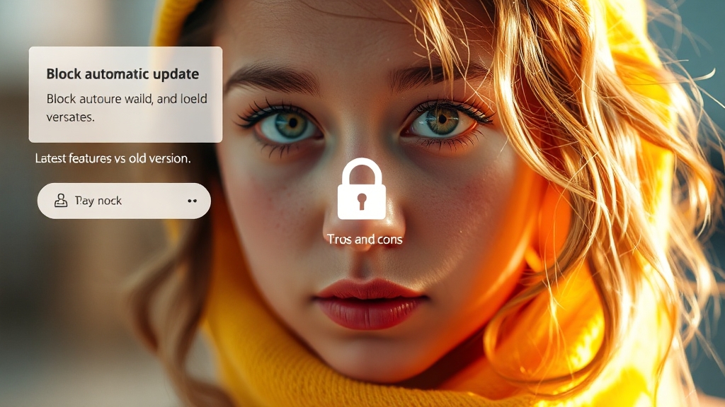 자동 업데이트 차단, 장단점 비교 (realistic 스타일)