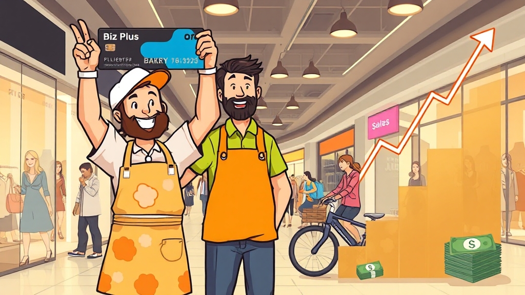 비즈플러스카드 활용 성공 사례 (cartoon 스타일)