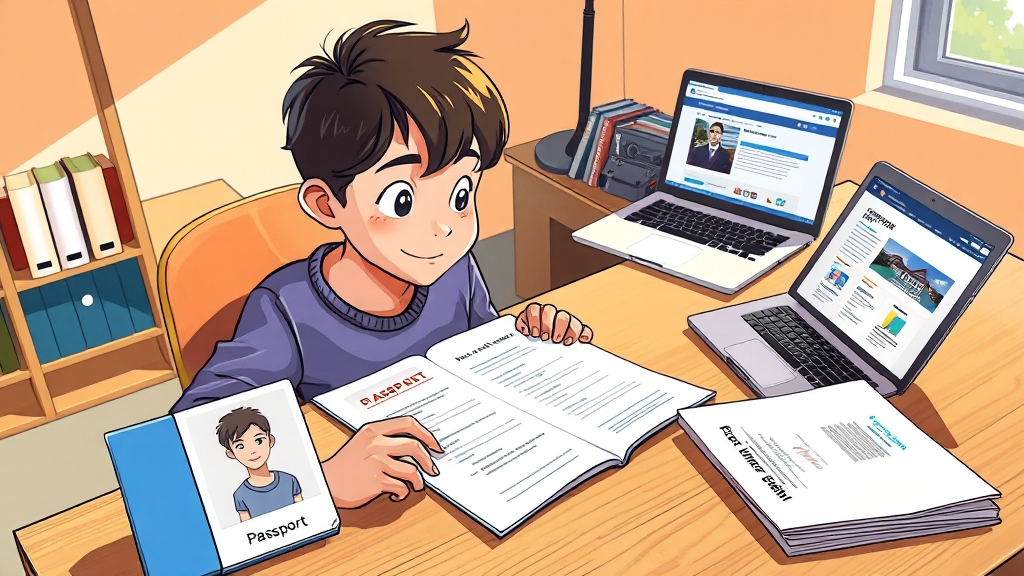 수능 원서 접수 준비물 및 제출 서류 (cartoon 스타일)