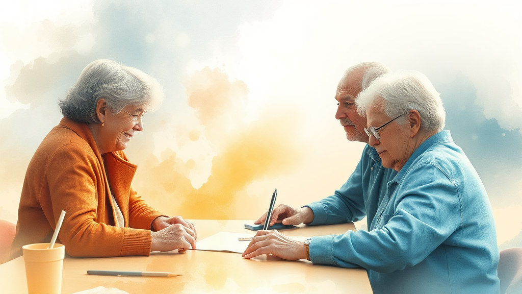 중장년 및 고령층 고용 활성화 방안 (watercolor 스타일)