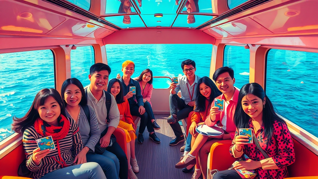 승선 절차 및 여객선 시설 안내 (popart 스타일)