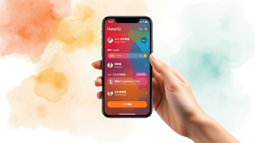 하나은행 모바일 앱 및 비대면 서비스 활용 (watercolor 스타일)