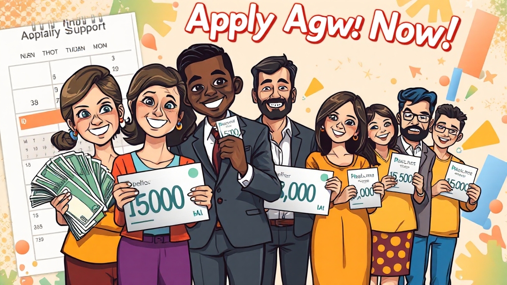 지원 대상 및 금액 확인 (cartoon 스타일)