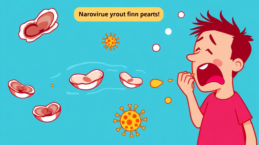 노로바이러스 감염 경로 (cartoon 스타일)