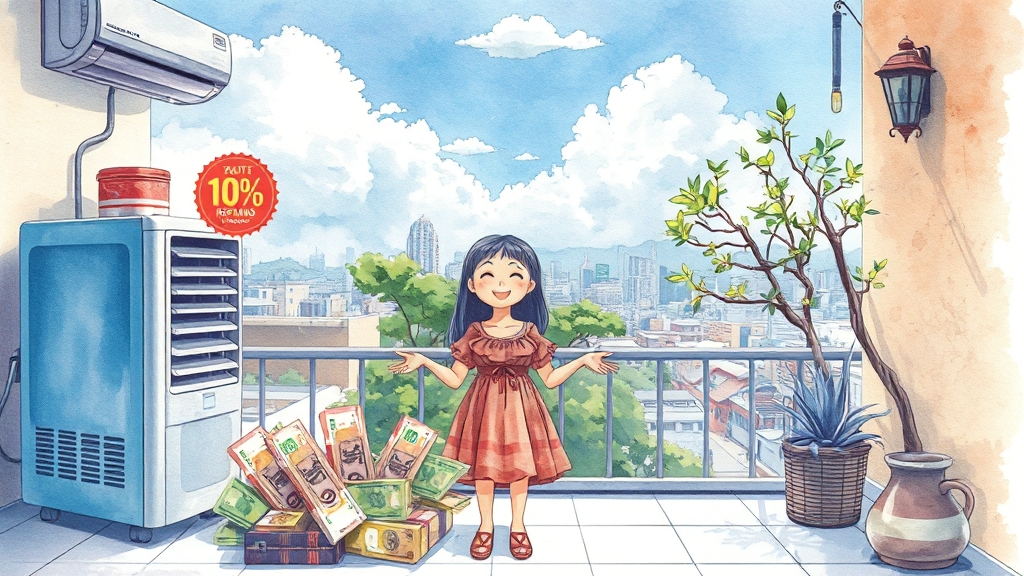 폭염 대비 고효율 가전 교체 지원 (watercolor 스타일)