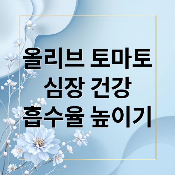 올리브 토마토
심장 건강
흡수율 높이기 (올리브 토마토 효능 식단)