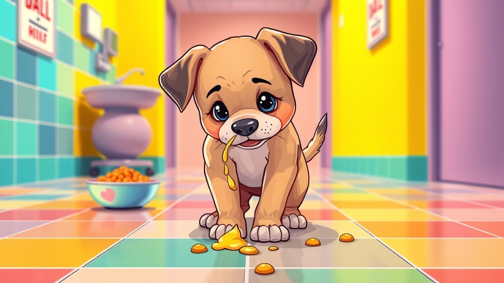 강아지 구토 원인 분석 (illustration 스타일)