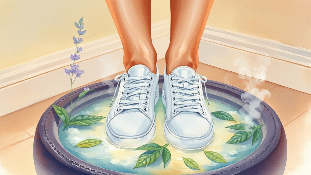 족저근막염, 집에서 어떻게 관리할까요? (watercolor 스타일)