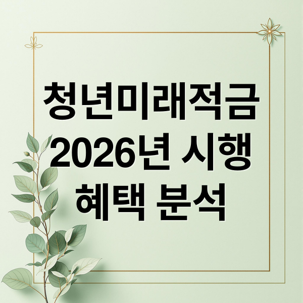 청년미래적금
2026년 시행
혜택 분석 (청년미래적금)