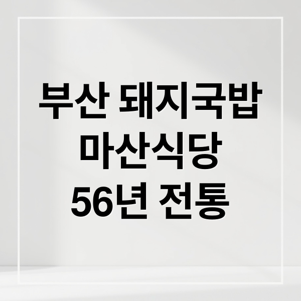 부산 돼지국밥
마산식당
56년 전통 (부산 돼지국밥 마산식당 56년)