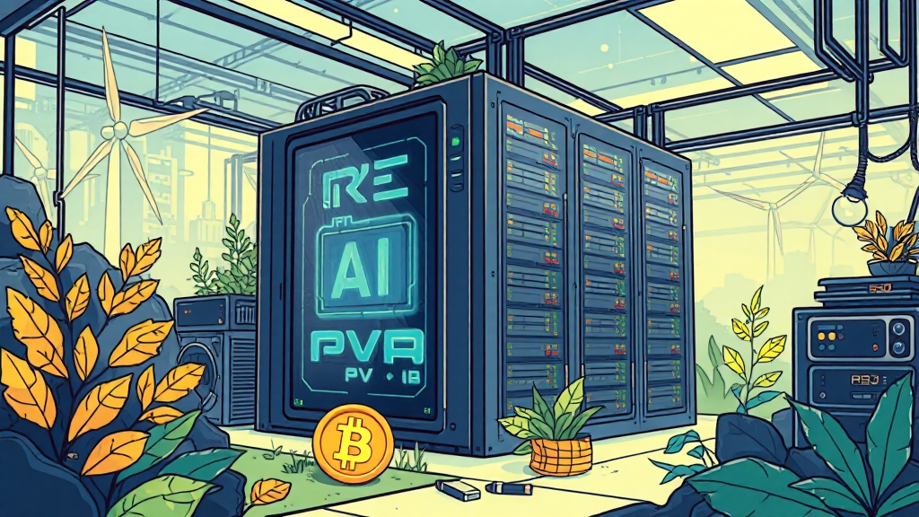 사업 모델 분석, 비트코인과 AI 시너지 효과는? (illustration 스타일)