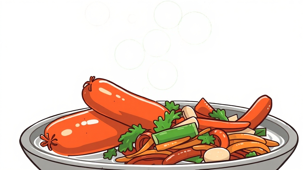 소시지 손질 및 데치기 (illustration 스타일)