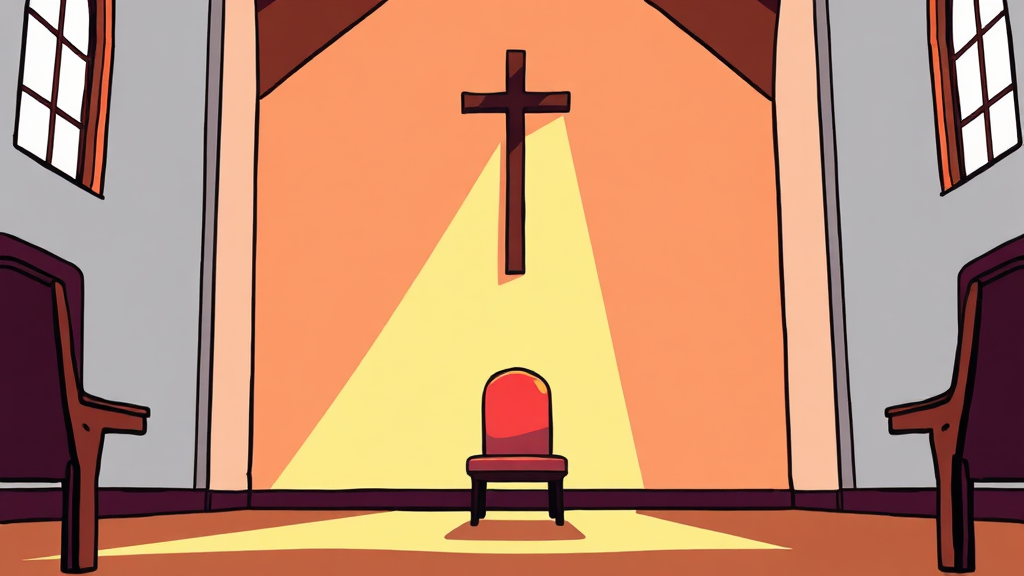 교회 위기 진단: 신뢰, 정치화, 세대 단절 (cartoon 스타일)