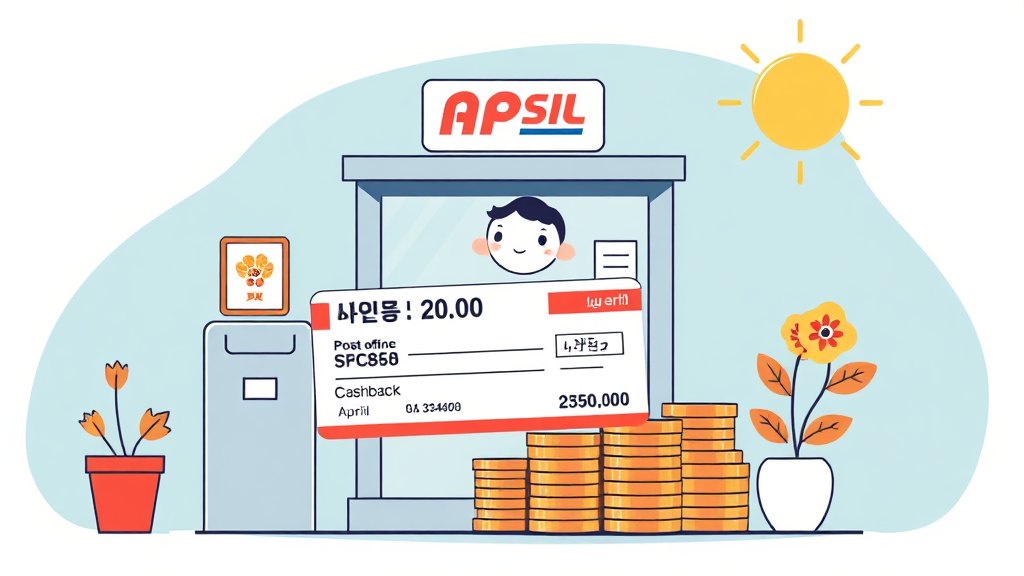 우체국 체크카드 혜택 (illustration 스타일)