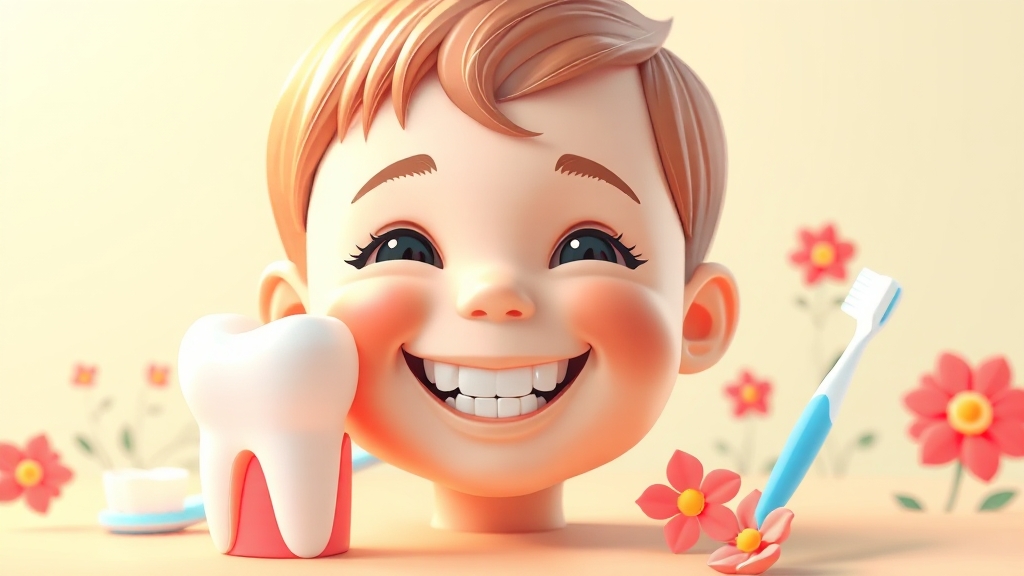 영구치 성장, 유치의 역할 (illustration 스타일)