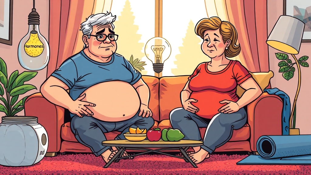 뱃살, 왜 찌고 안 빠질까? (cartoon 스타일)