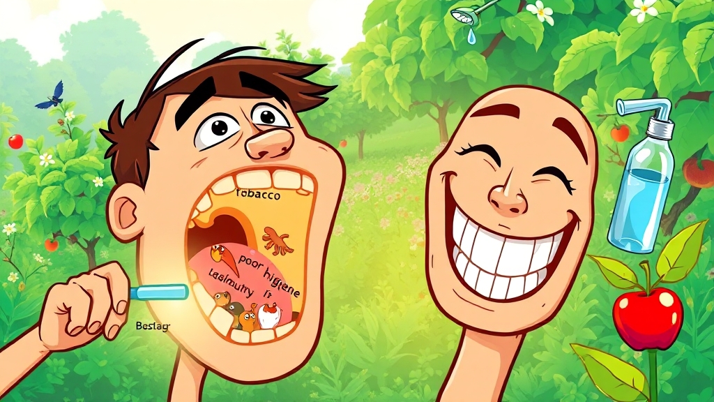 구취 원인과 예방 (cartoon 스타일)