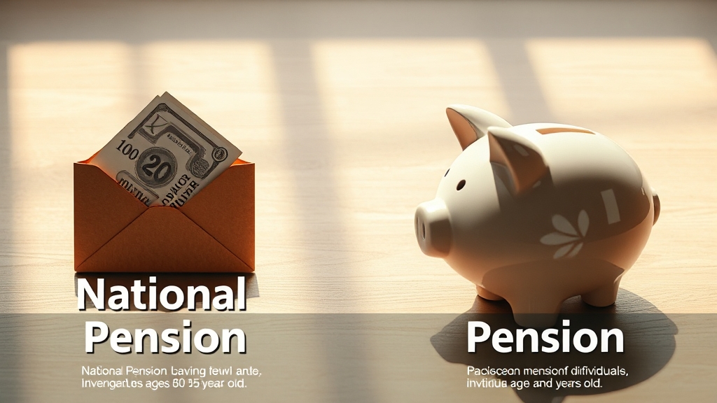 국민연금 vs 기초연금: 차이점 (realistic 스타일)