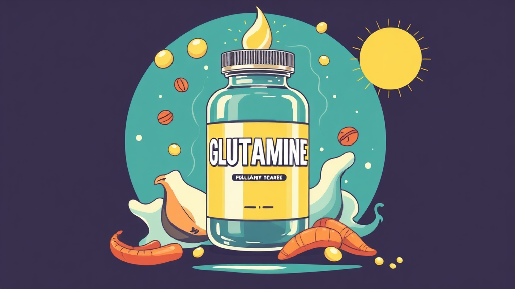 글루타민 섭취 대상 및 효과적인 복용법 (illustration 스타일)