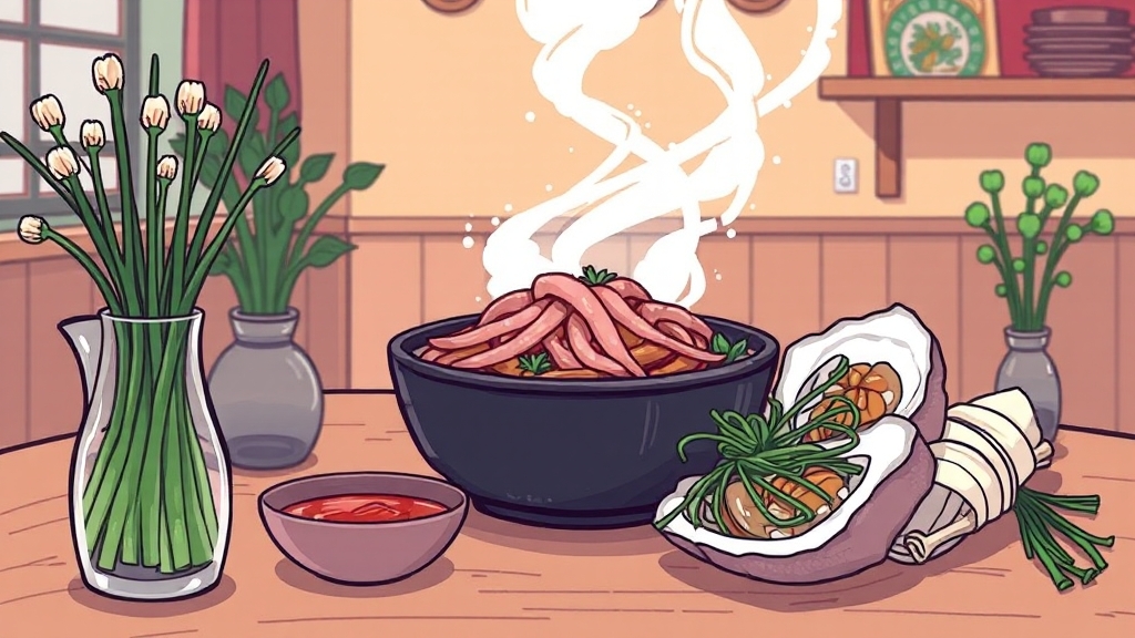 쪽파 활용 건강 레시피 (illustration 스타일)