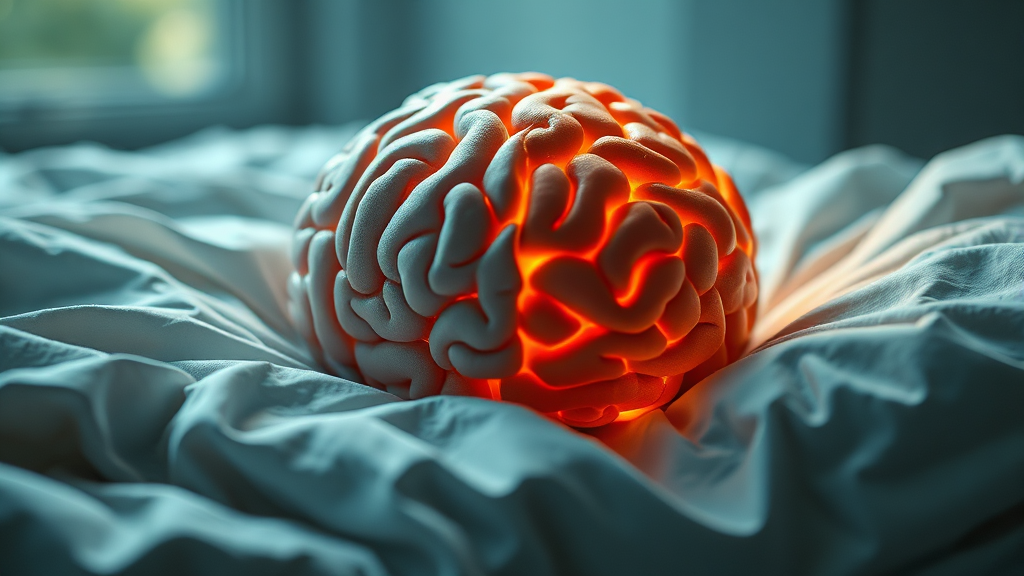 수면 부족과 뇌 건강의 관계 (realistic 스타일)
