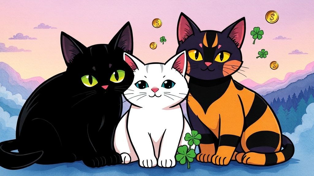 고양이 색깔별 꿈 해몽 (cartoon 스타일)