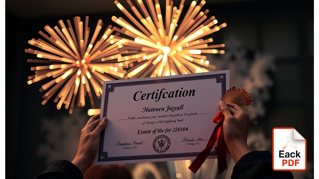 이수 기준 및 수료증 발급 (realistic 스타일)