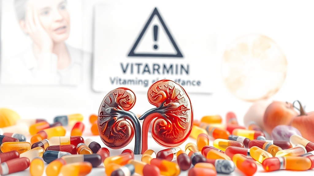 비타민 과다 섭취 시 주의사항 (watercolor 스타일)