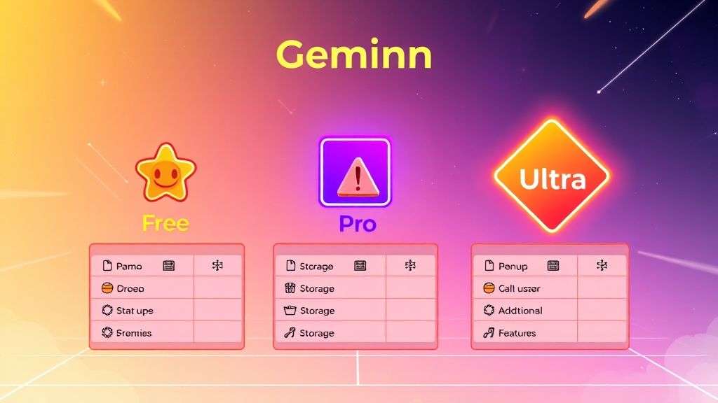 제미나이 요금제 비교 (무료, Pro, Ultra) (cartoon 스타일)