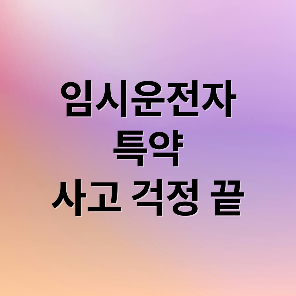 임시운전자
특약
사고 걱정 끝 (임시운전자 특약 가입 방법)