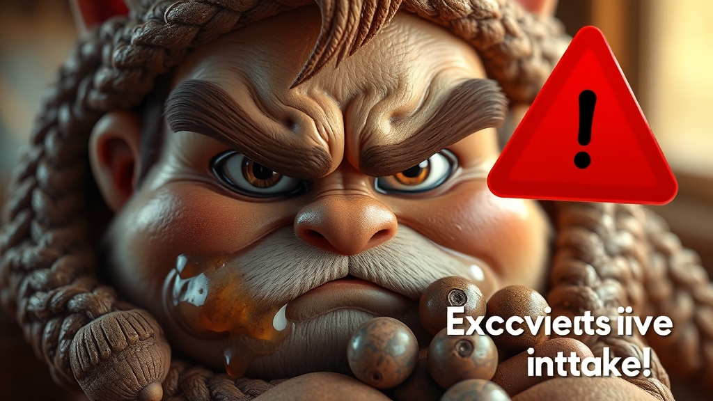 도토리 섭취 시 주의사항 (realistic 스타일)