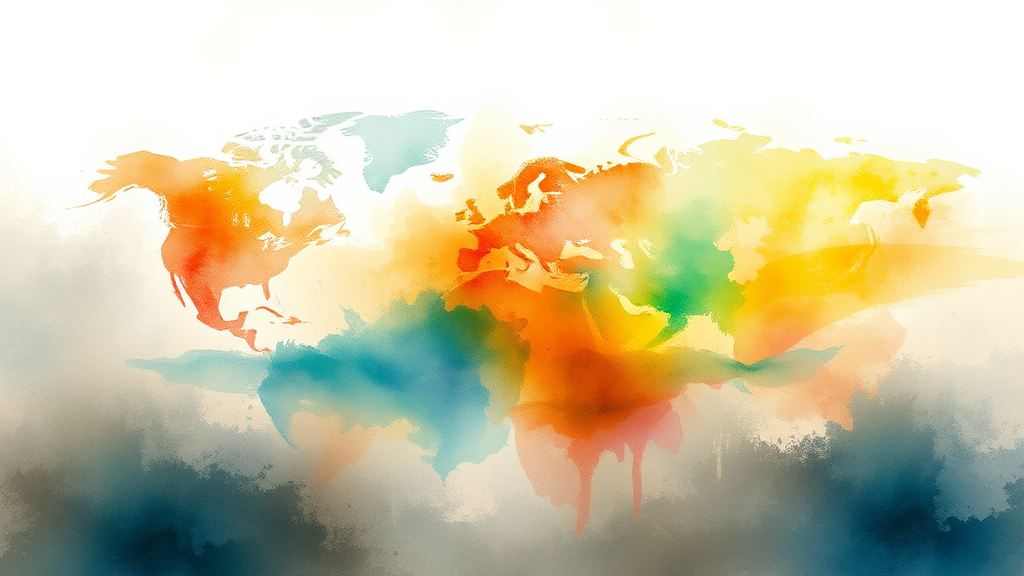 정치 및 국제 정세 주요 이슈 (watercolor 스타일)