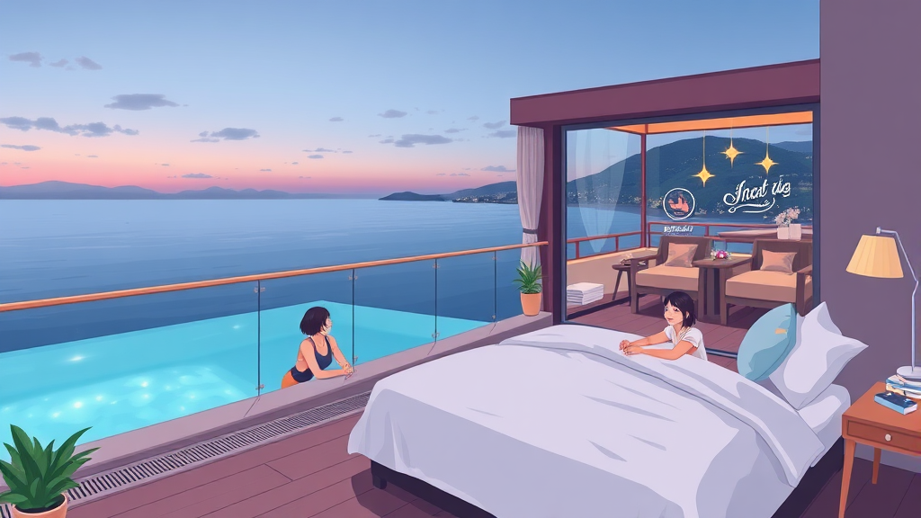 강릉 숙소: 호텔 & 펜션 (illustration 스타일)