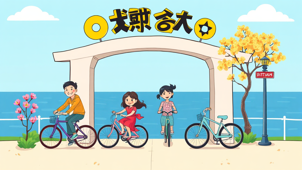 오동도 자전거 대여 정보 (cartoon 스타일)