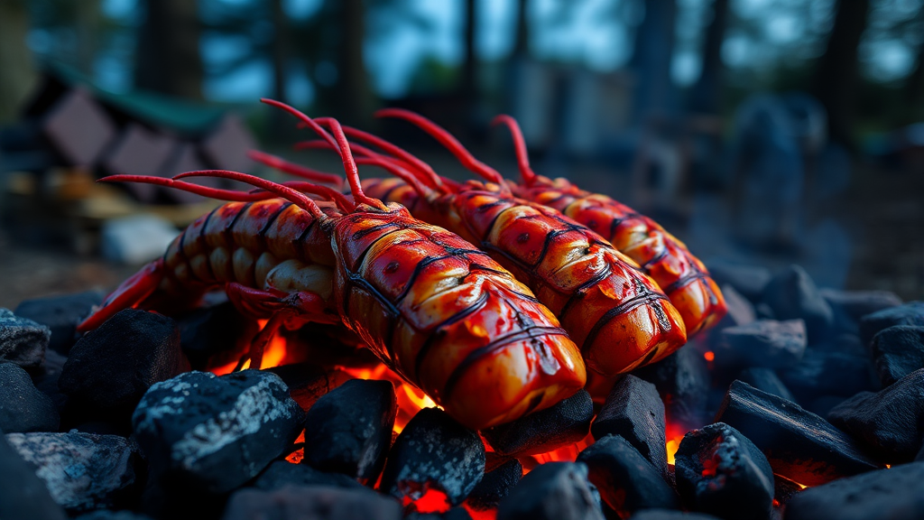 캠핑 요리 및 식사 추천 (realistic 스타일)