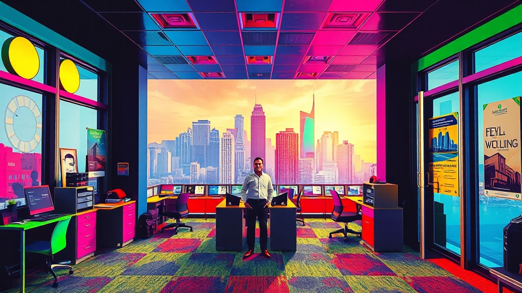 공인중개사 시장, 변화의 소용돌이 (popart 스타일)