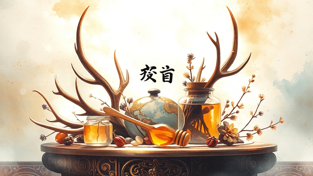 공진단 핵심 성분: 사향 효능 (watercolor 스타일)