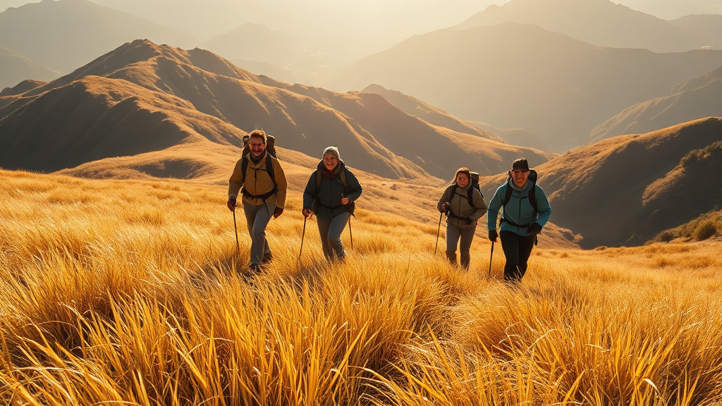 천황산 등산 코스 안내 (난이도, 소요시간) (realistic 스타일)