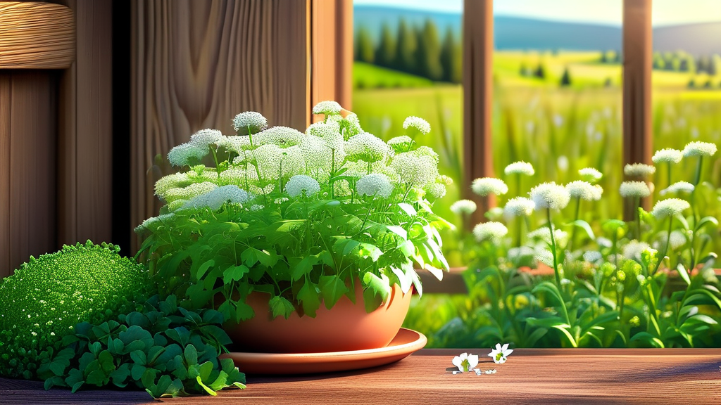 달래 재배 환경: 밭과 화분 활용법 (realistic 스타일)